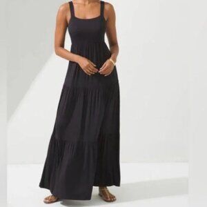 NWOT Soma Weekend Sleeveless Built in Bra Tiered Maxi Pocket Dress Size XL